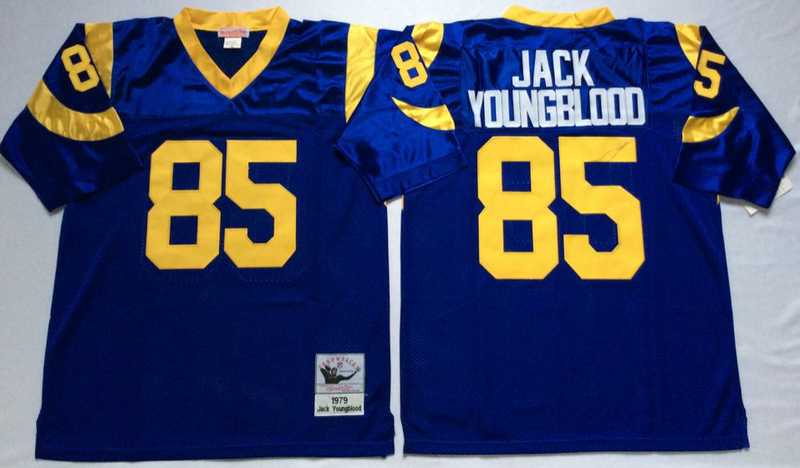 Rams 85 Jack Youngblood Blue M&N Throwback Jersey->nfl m&n throwback->NFL Jersey